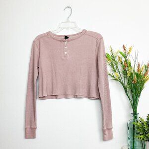 ⭐️ WILD FABLE Mauve Knit Waffle Thermal Crop Top Small